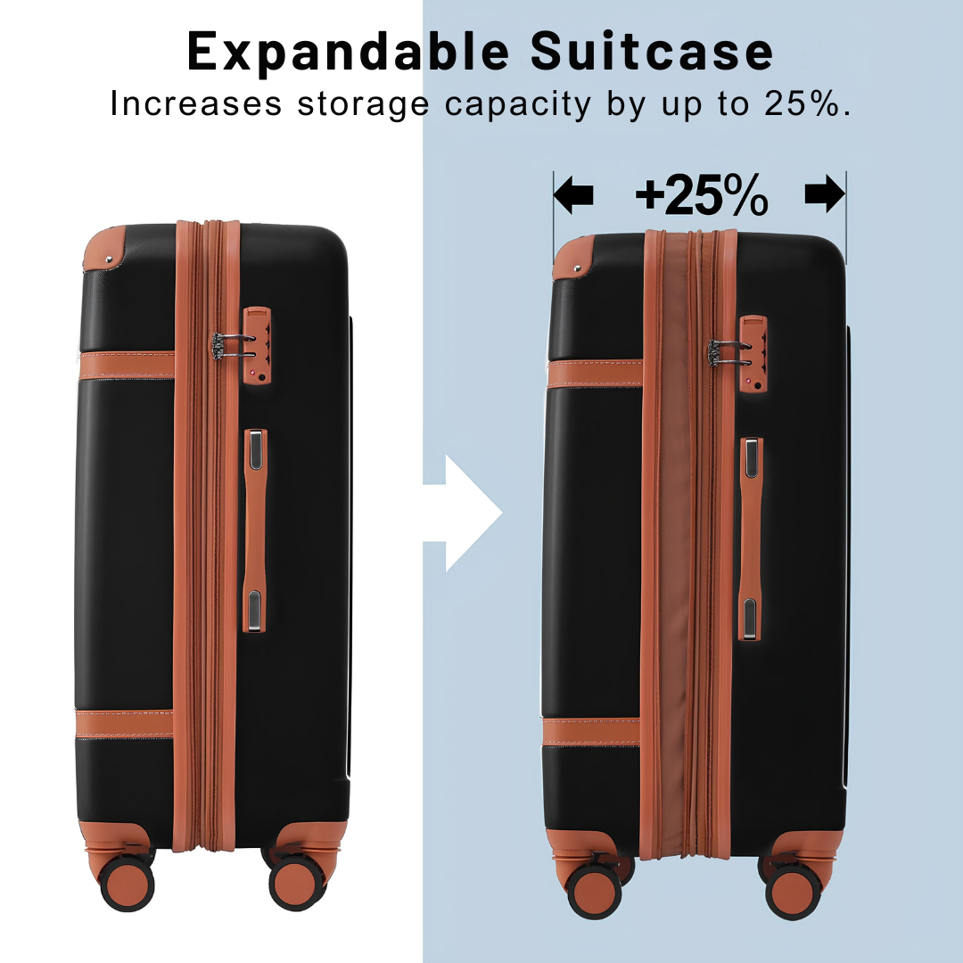 Expandable suitcase feature that increases storage capacity by up to 25% thanks to an additional zip closure.