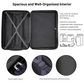 Interior view of a hard-shell suitcase with protective lining, featuring a spacious compartment with cross-straps, a zipped divider, and mesh pockets for structured and secure packing.